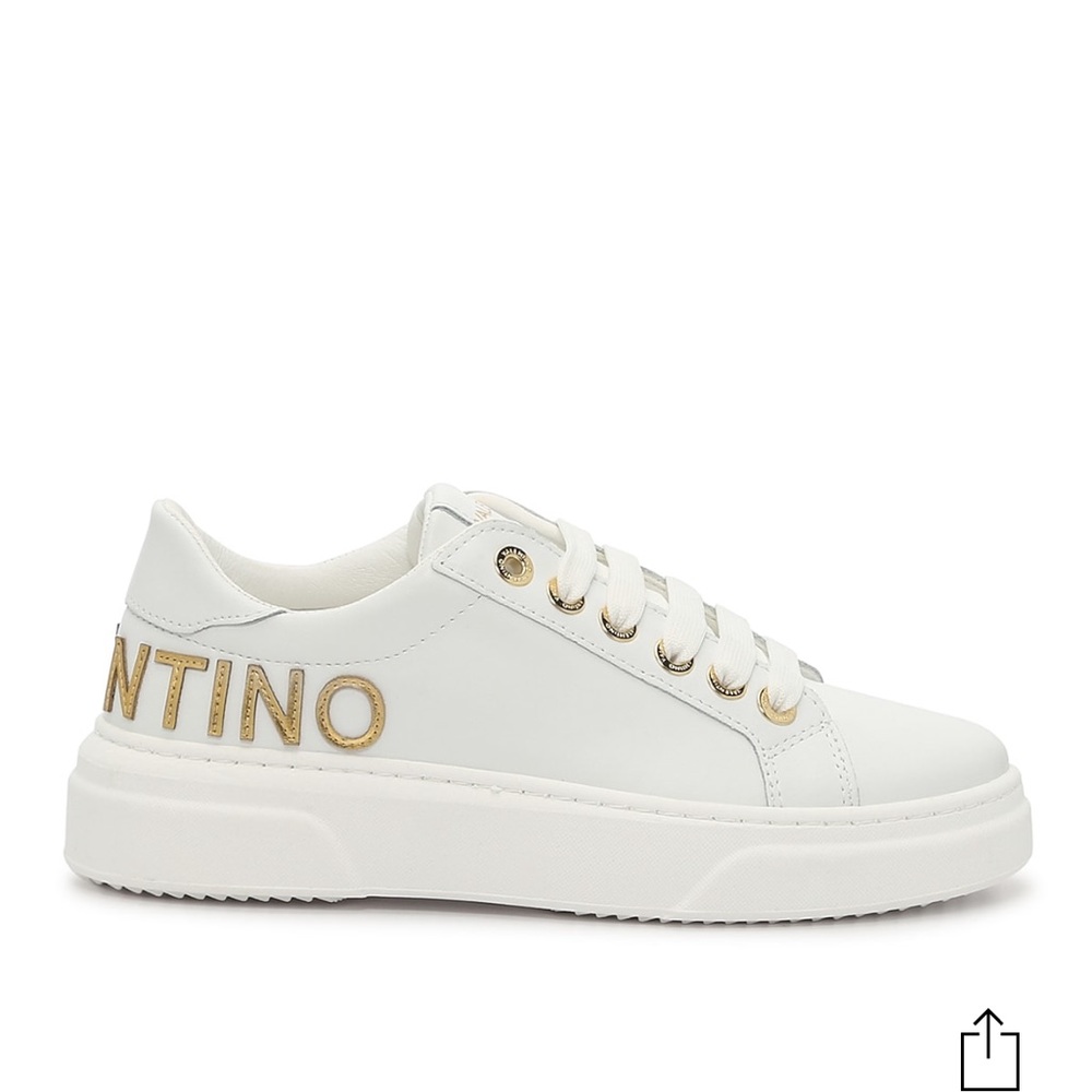 Valentino By Mario Valentino White and Gold Athletic Shoes